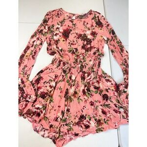 Bluiyv Young Contemporary Romper Dress‎ Pink Floral Long Sleeve Small